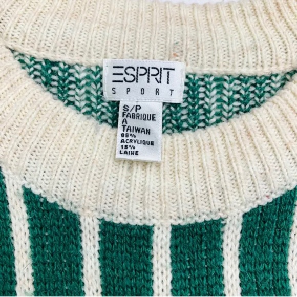 Vtg Mens Sz Small Esprit Knit Sweater Wool Pullover Striped Rancho Grande Retro - Picture 5 of 5